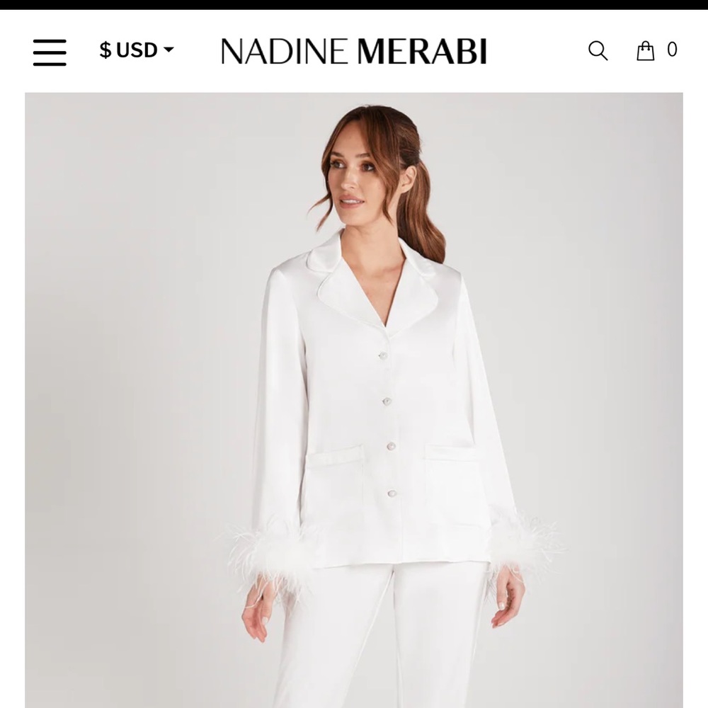 NADINE MERABI - Darcie White Pajamas Luxury Silk